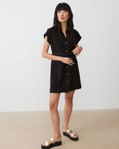 Oliver Bonas Contrast Stitch Utility Mini Dress, Size 6 - Black