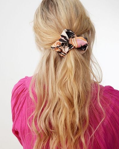 Oliver Bonas Bird Print Hair Scrunchie - Pink