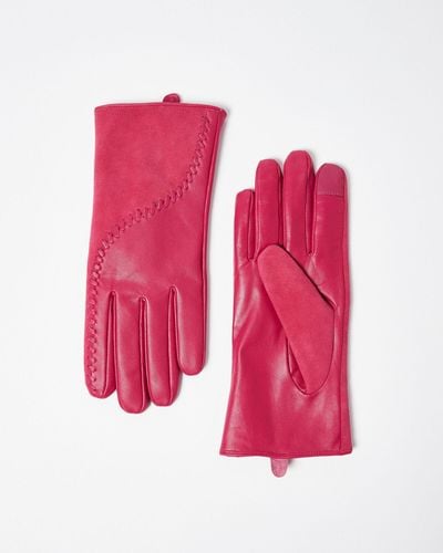 Oliver Bonas Whipstitch Leather Gloves, Size Small/medium - Pink