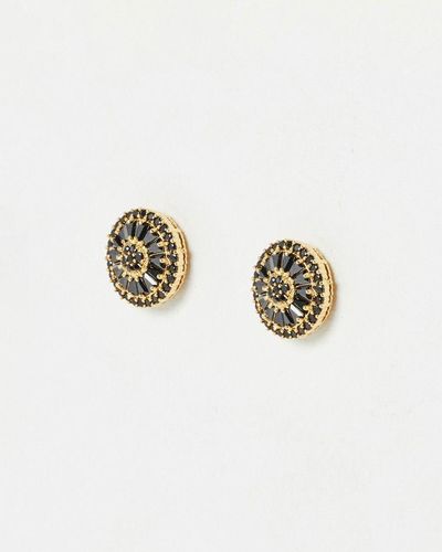 Oliver Bonas Avery Circular Stone Stud Earrings - White