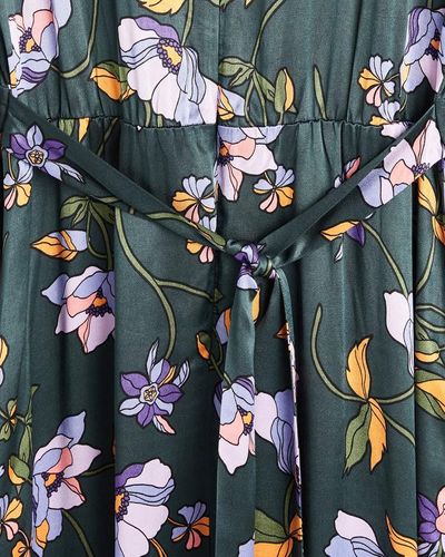 Oliver Bonas Twilight Bloom Floral Green Midi Dress - Blue