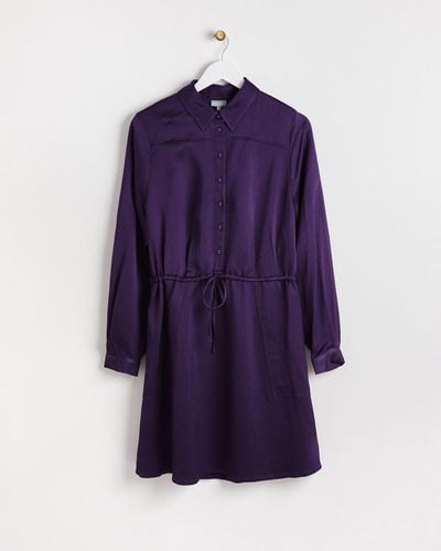 Oliver Bonas Satin Tie Waist Purple Mini Dress, Size 6