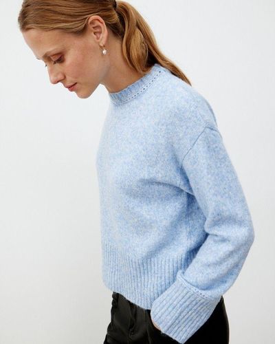 Oliver Bonas Ribbed Trim Knitted Sweater - Blue