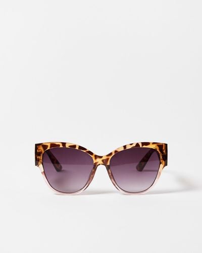 Oliver Bonas Ombre Faux Tortoiseshell Cat Eye Sunglasses - Purple
