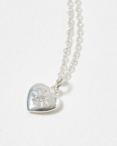 Oliver Bonas Coco Heart Pendant Necklace - White