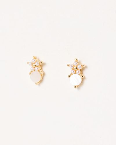 Oliver Bonas Indie Star & Shell Stud Earrings - Natural