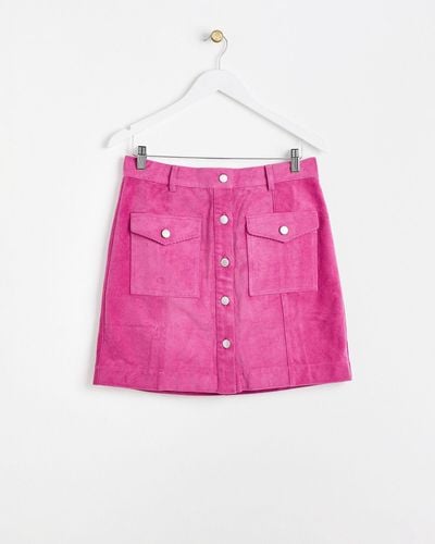 Oliver Bonas Corduroy Mini Skirt, Size 18 - Purple
