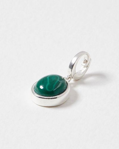 Oliver Bonas Kindred Oval Malachite Stone & Silver Charm - Green