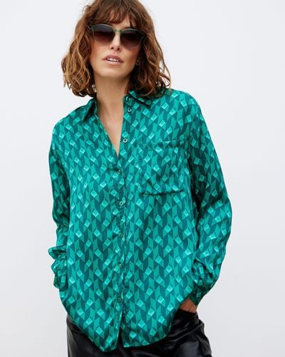 Oliver Bonas Geometric Print Shirt, Size 10 - Blue