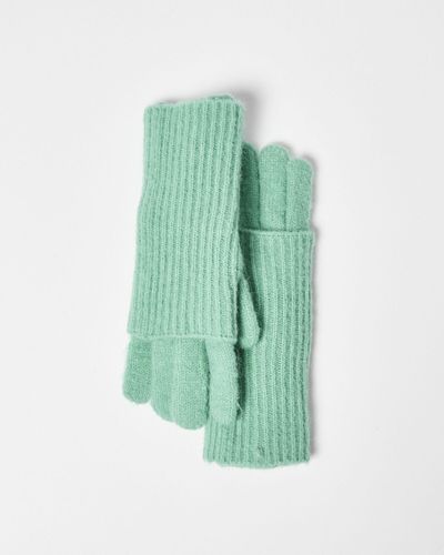 Oliver Bonas Jade Knitted Hand Warmers & Gloves - Green