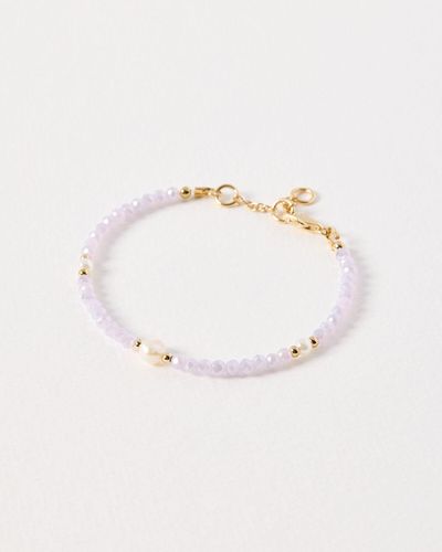 Oliver Bonas Isabella Beaded & Freshwater Pearl Chain Bracelet - Natural