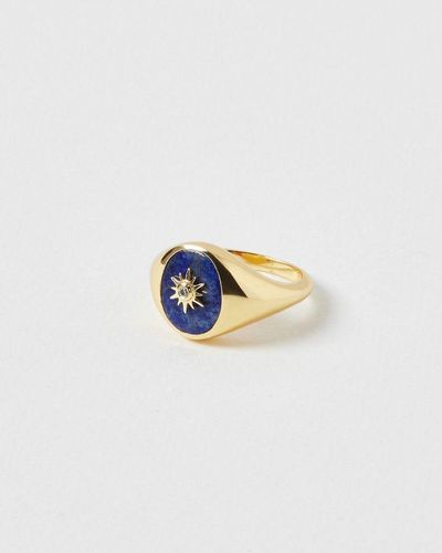 Oliver Bonas Halley Sodalite & Star Gold Plated Signet Ring - Blue