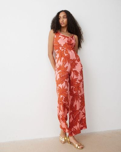 Oliver Bonas Palm Print Jumpsuit, Size 6 - Red