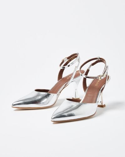 Alohas Cinderella Shimmer Leather Heels, Size Uk 4 - White