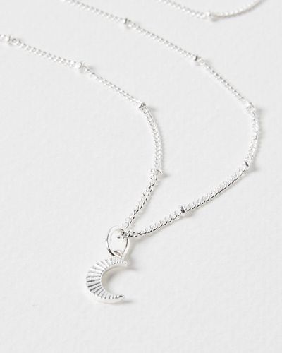 Oliver Bonas Nara Beaded Chain Pendant Necklace - White