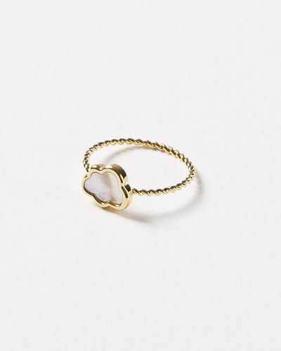 Oliver Bonas Day Dreamer Mother Of Pearl Inlay Cloud Gold Plated Ring - White