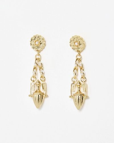 Oliver Bonas Sarine Faux Pearl Vase Drop Earrings - Metallic