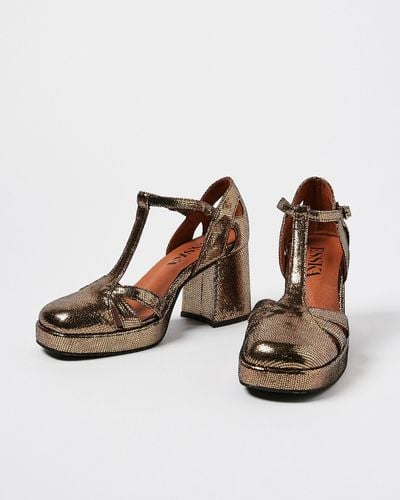 Esska Chaza Onyx Leather Heeled Sandals, Size Uk 5 - Brown