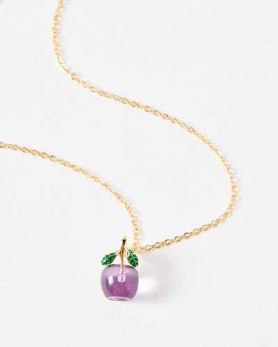 Oliver Bonas Gala Apple Glass Pendant Necklace - Purple