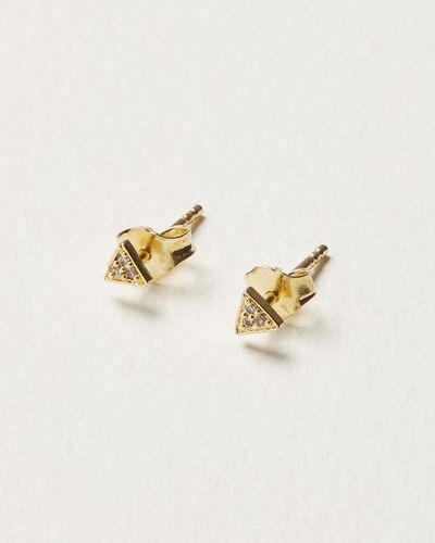Oliver Bonas Tamia Cubic Zirconia Triangle Plated Stud Earrings - Metallic
