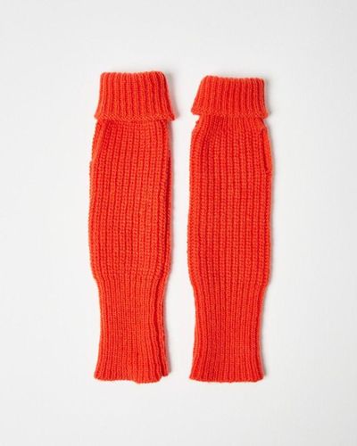 Oliver Bonas Slouch Knitted Fingerless Gloves - Red