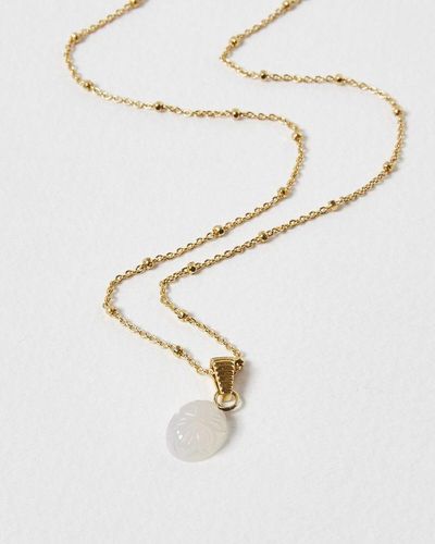 Oliver Bonas Effie Carved Stone Pendant Necklace - White