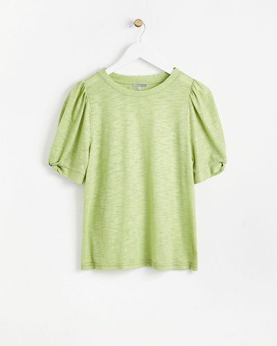 Oliver Bonas Knot Sleeve Metallic Green T-shirt, Size 6