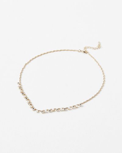 Oliver Bonas Gracie Faux Pearl & Stone Charm Short Necklace - White
