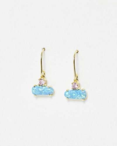 Oliver Bonas Rita Opalite & Rhodolite Gold Plated Drop Earrings - Blue