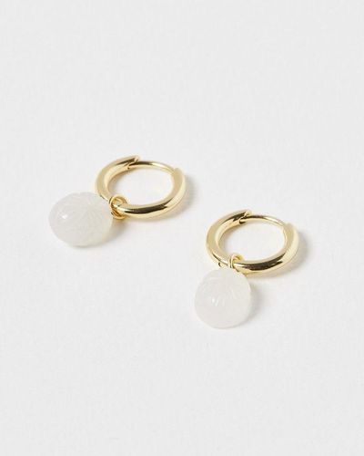 Oliver Bonas Effie Chalcedony Gold Plated Drop Earrings - White