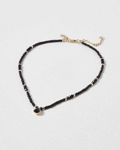 Oliver Bonas Elodie Beaded Short Necklace - Black