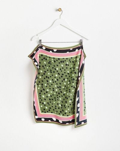 Oliver Bonas Spotty Square Pleated Neck Scarf - Green