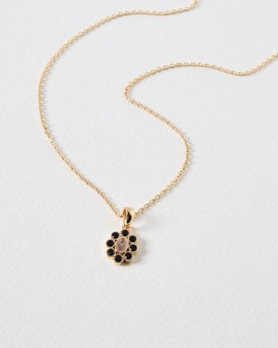 Oliver Bonas Skye Circular Pendant Chain Necklace - White
