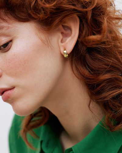 Oliver Bonas Lilie Posy Engraved Hoop Earrings - Green
