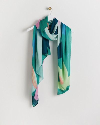 Oliver Bonas Abstract Flowers Lightweight Scarf - Blue