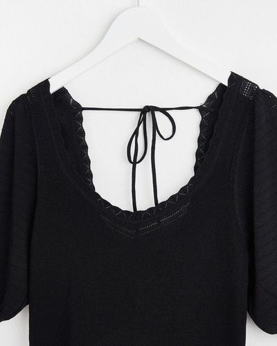 Oliver Bonas Frill Knitted Top - Black
