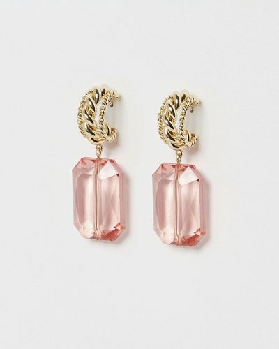 Oliver Bonas Eden Textured Drop Hoop Earrings - Pink
