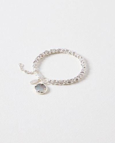 Oliver Bonas Arlo Blue Shell Chunky Chain Bracelet - White