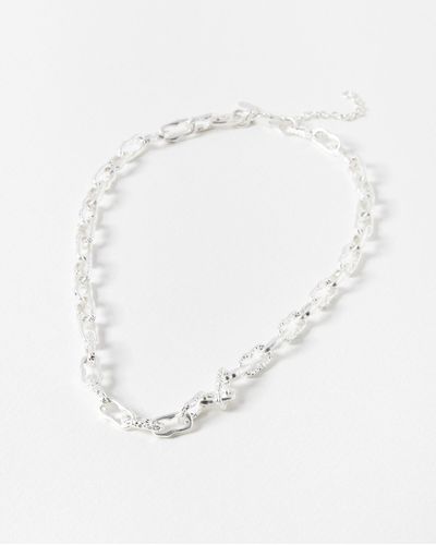 Oliver Bonas Femi Textured Links Collar Necklace - White