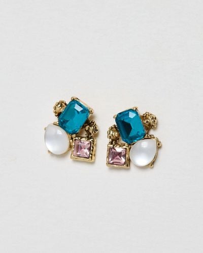 Oliver Bonas Emma Stone Cluster Stud Earrings - Blue