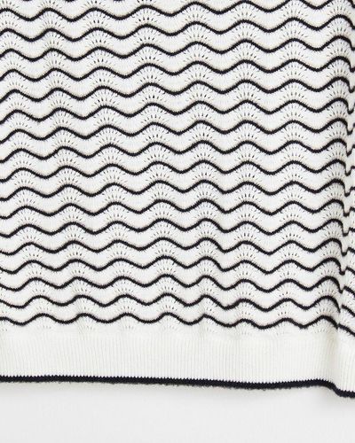 Oliver Bonas Wavy Stripe Black & Sweetheart Knitted Top - White