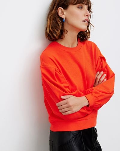 Oliver Bonas Pleat Sleeve Sweatshirt, Size 8 - Red