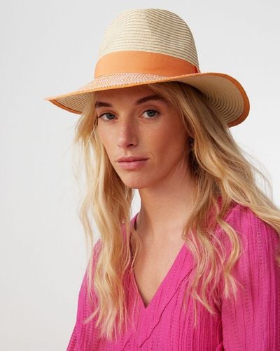 Oliver Bonas & Natural Twist Bow Fedora Hat - Pink