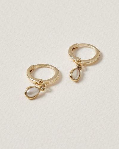 Oliver Bonas Auden Tiny Teardrop & Gold Plated Huggie Earrings - Metallic