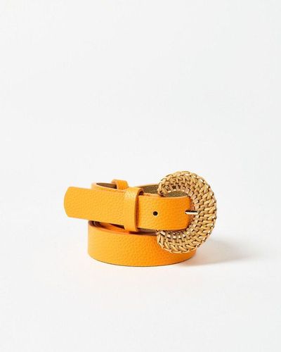 Oliver Bonas Wooden Weave Buckle Jeans Belt - Orange