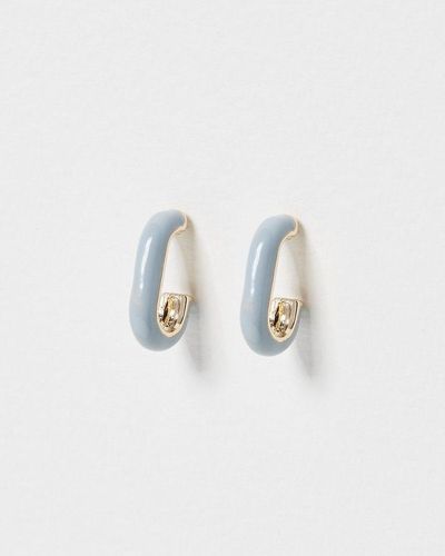 Oliver Bonas Amaya Enamel Hoop Earrings Mini - White