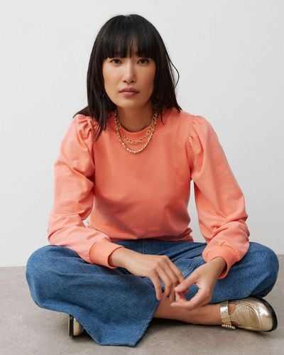 Oliver Bonas Coral Puff Sleeve Sweatshirt, Size 6 - Orange