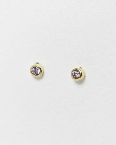 Oliver Bonas Abigail Gold Plated Stud Earrings - Purple