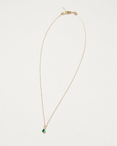 Oliver Bonas Auden Onyx & Gold Plated Drop Pendant Necklace - Green
