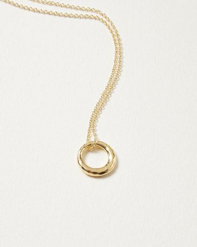 Oliver Bonas Sasha Textured Ring Plated Pendant Necklace - Metallic